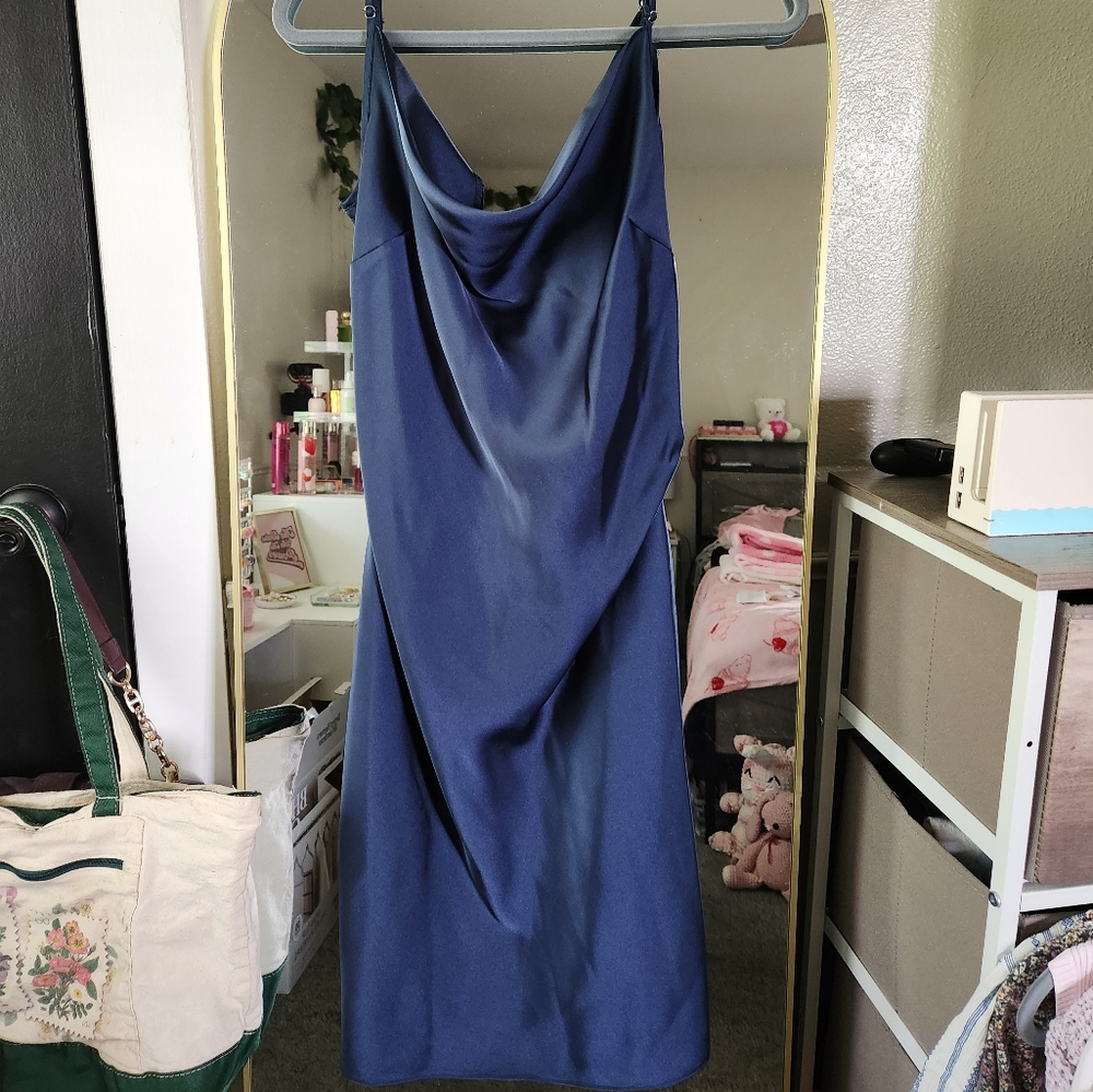 DKNY Midnight Blue Satin Cocktail Dress